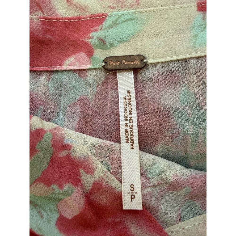 Free People Bad At Love Floral Printed Blouse Small NWT Cottagecore Fairy Lace - Picture 8 of 11